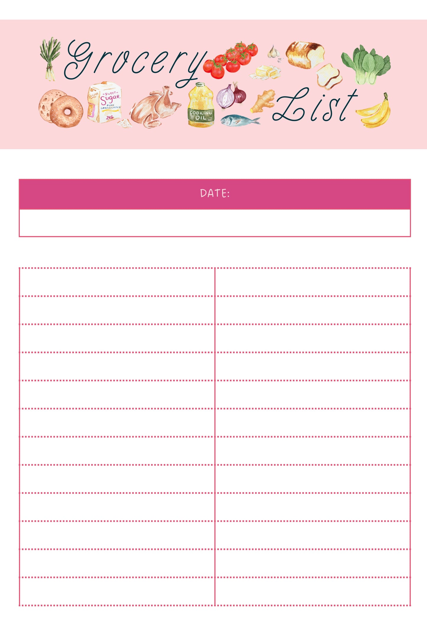 Whimsical Cottagecore Grocery List | Printable Digital Download