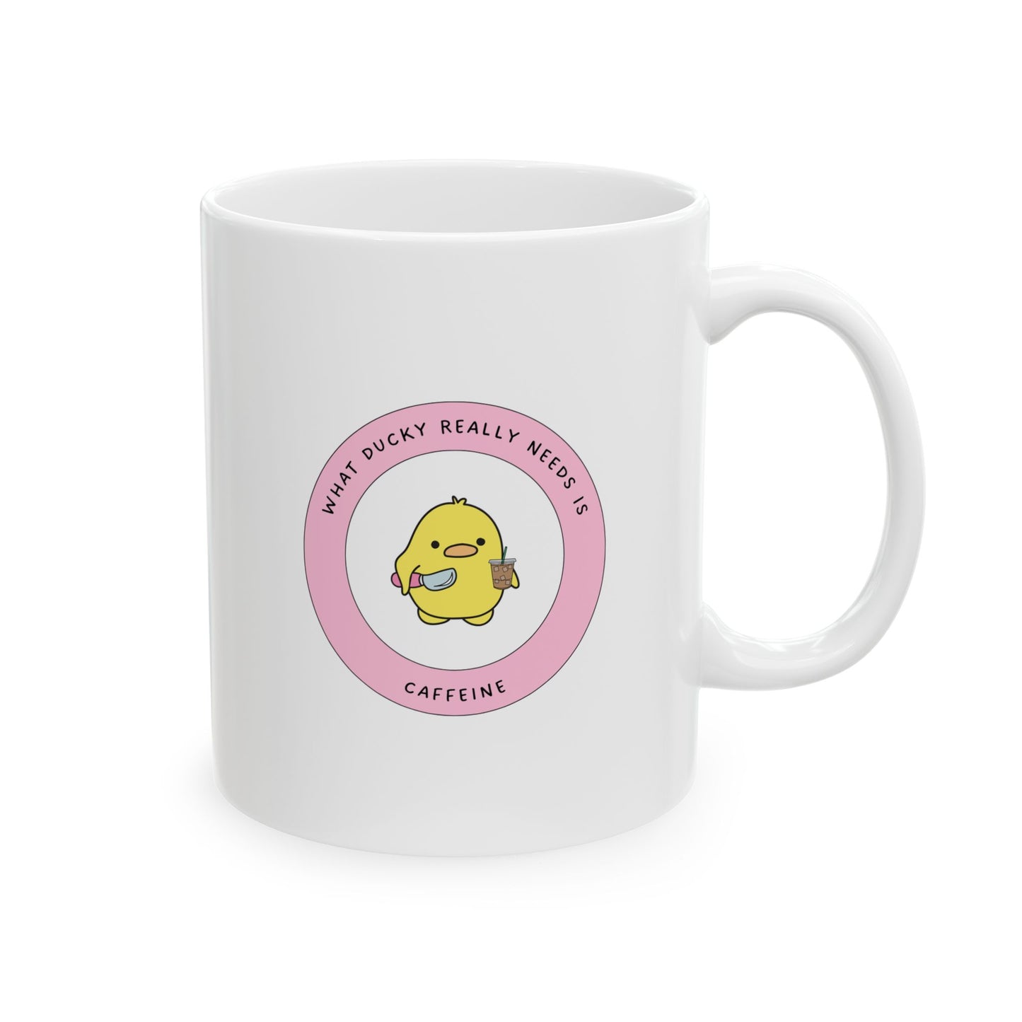 Ducky Needs Caffeine Whimsical Ceramic Coffee Mug, (11oz, 15oz)