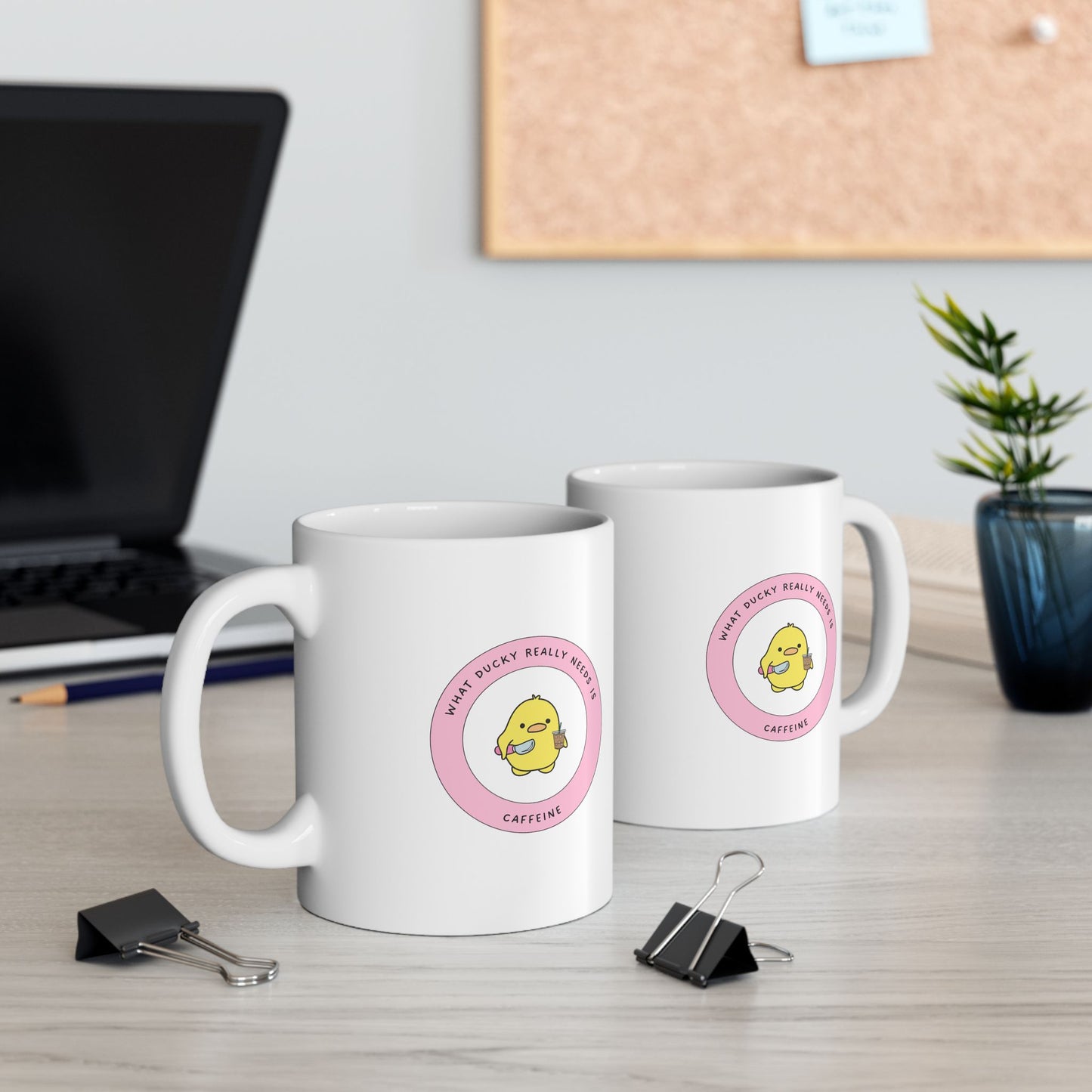 Ducky Needs Caffeine Whimsical Ceramic Coffee Mug, (11oz, 15oz)