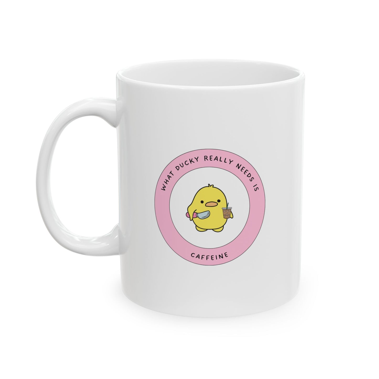 Ducky Needs Caffeine Whimsical Ceramic Coffee Mug, (11oz, 15oz)